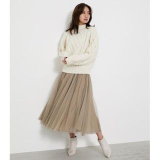 リエンダ(rienda)の新品 タグ付き rienda Denim Mix Tulle J／W SK(ロングスカート)