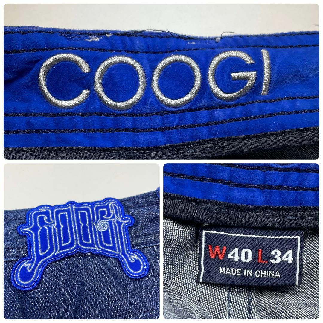 COOGI(クージー)のクージーバギーデニムジーンズ刺繍ストリートw40極太オーバーサイズb系紺青ブルー メンズのパンツ(デニム/ジーンズ)の商品写真