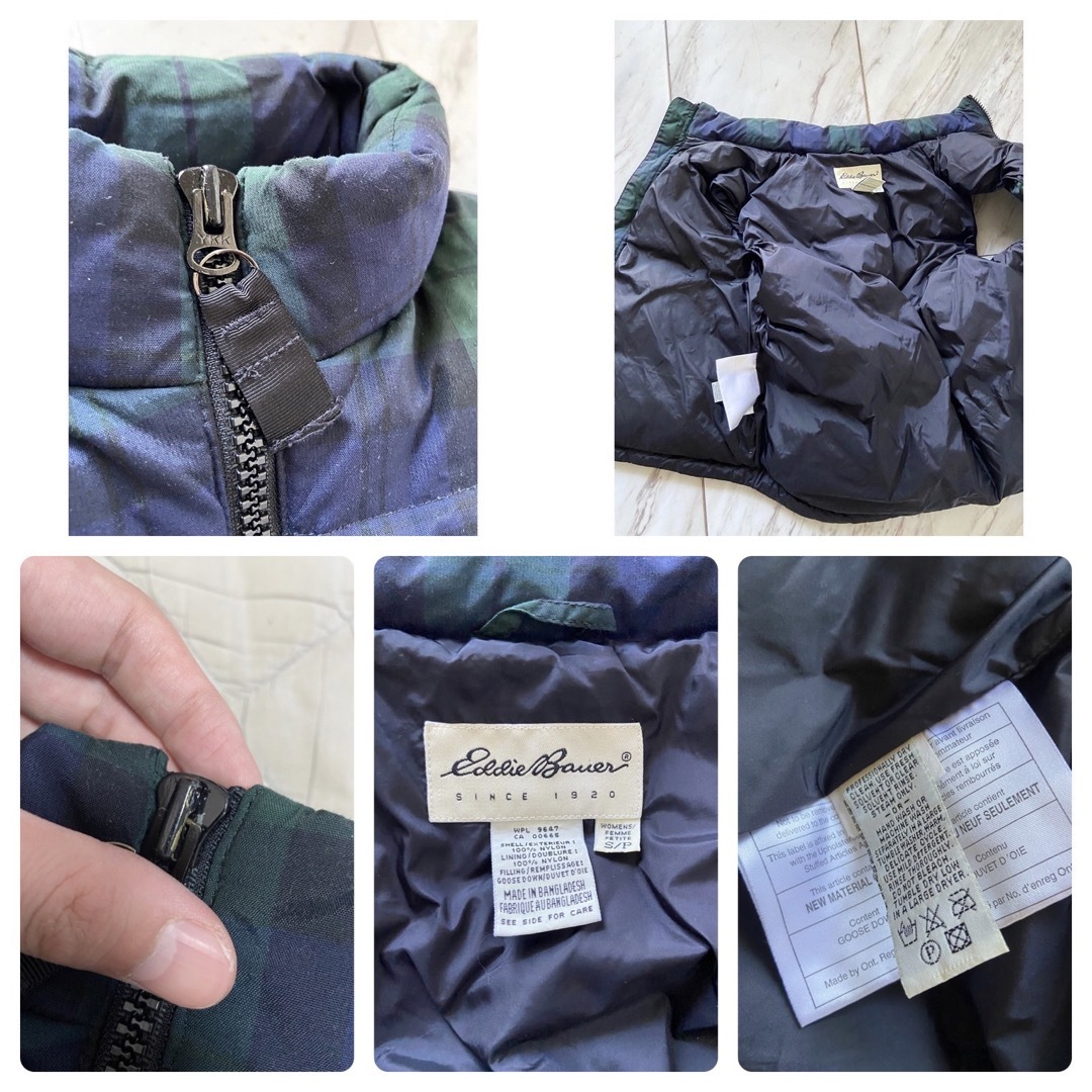 Eddie Bauer(エディーバウアー)の00s Y2K eddie bauer ブラックウォッチ チェック ダウンベスト メンズのジャケット/アウター(ダウンベスト)の商品写真