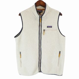 パタゴニア(patagonia)のpatagonia パタゴニア レトロパイルベスト アウトドア キャンプ アウター 防寒 ホワイト (メンズ XL) 中古 古着 O6423 中古 古着(ベスト)