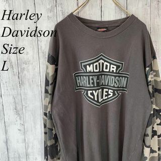 ハーレーダビッドソン(Harley Davidson)のハーレーダビッドソン　ロンT　バーアンドシールド　オーバーサイズＬ　メンズ　古着(Tシャツ/カットソー(七分/長袖))