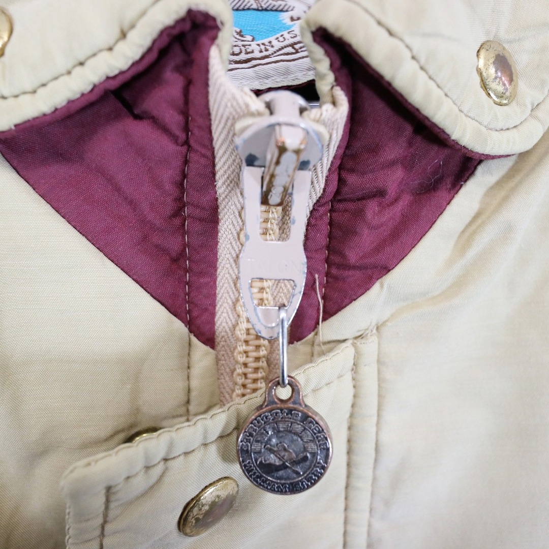 70年頃 USA製 STRUGGLE GEAR 中綿ジャケット 刺繍 TALONジップ ベージュ (メンズ L)   O6478 7