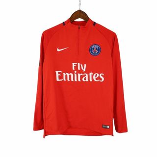 ナイキ(NIKE)のNIKE ナイキ パリ サンジェルマン EMIRATES ハーフジップ 長袖Ｔシャツ プロチーム 企業 サッカー レッド (メンズ M) 中古 古着 O6479(Tシャツ/カットソー(七分/長袖))