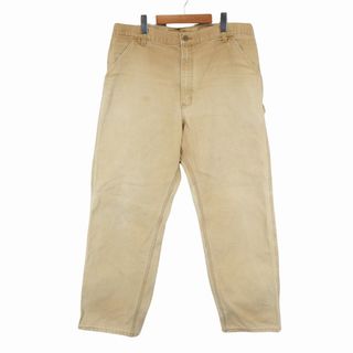 カーハート(carhartt)の90年代 USA製 Carhartt カーハート ペインターパンツ ワークパンツ 大きいサイズ ダック地 ベージュ (メンズ 40×32) 中古 古着 O6513(ペインターパンツ)