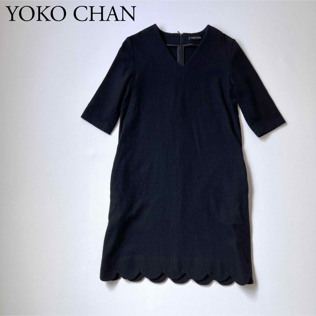 YOKO CHAN ヨーコチャン　スカラップワンピース　ドレス　ブラック
