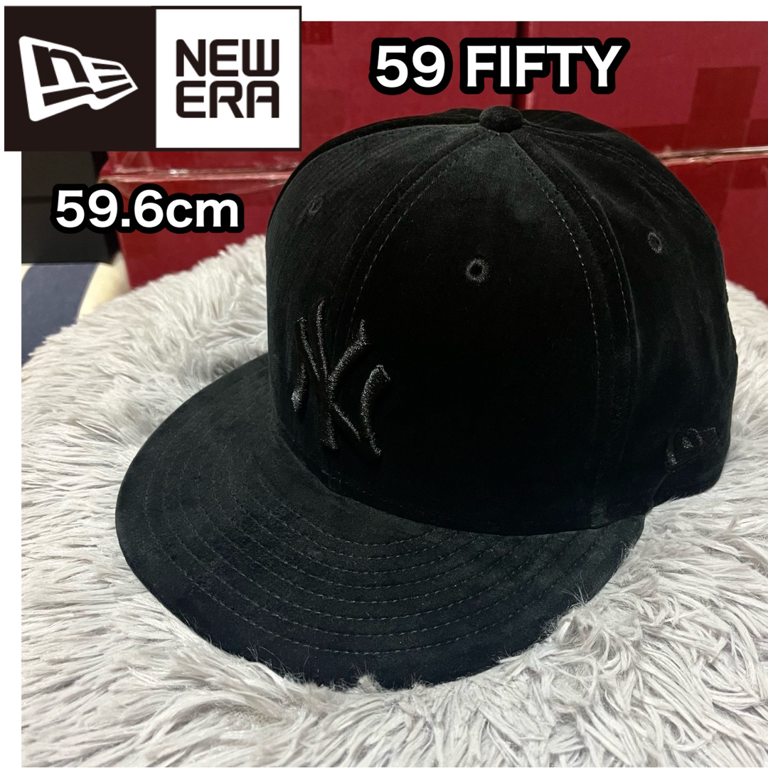 ニューエラ 59FIFTY ベロアキャップ NY 59.6cm 黒 帽子 ハット