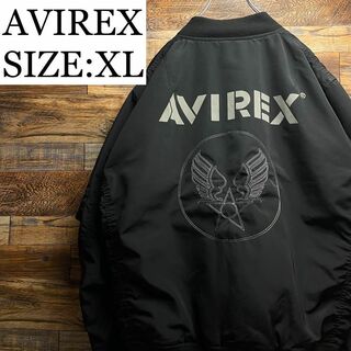 アヴィレックス(AVIREX)のAVIREXアビレックスMA-1フライトジャケット黒ブラックxl古着刺繍ma1(フライトジャケット)