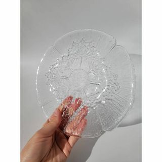 イッタラ(iittala)の4枚＊ラシセパット　ダンスク　ガラスプレート20cm 　北欧ヴィンテージ　花(食器)