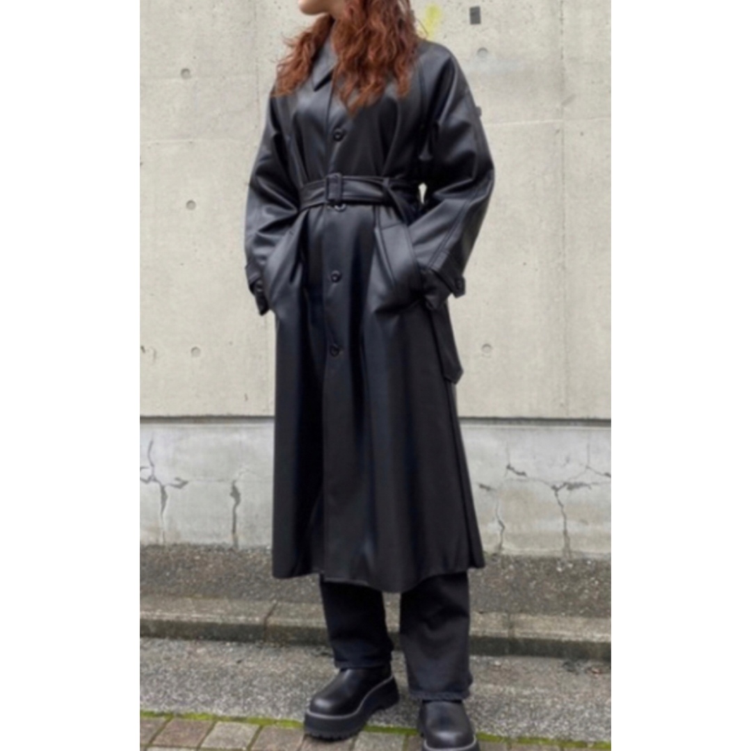 FAUX LEATHER BAL COLLAR COATの+luminds.com