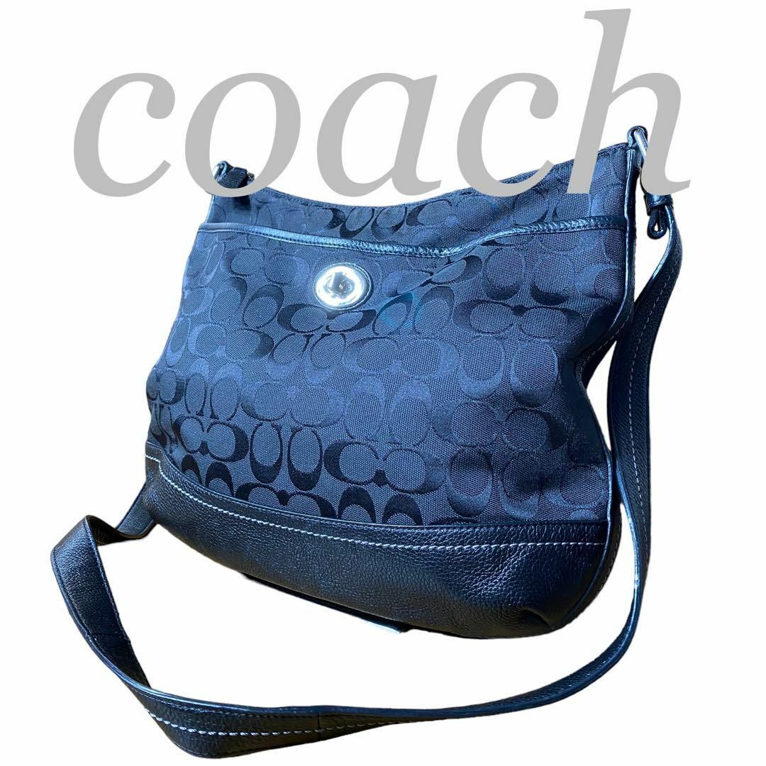 coach コーチ ショルダーバッグ シグネチャー　レザー　黒　ブラック