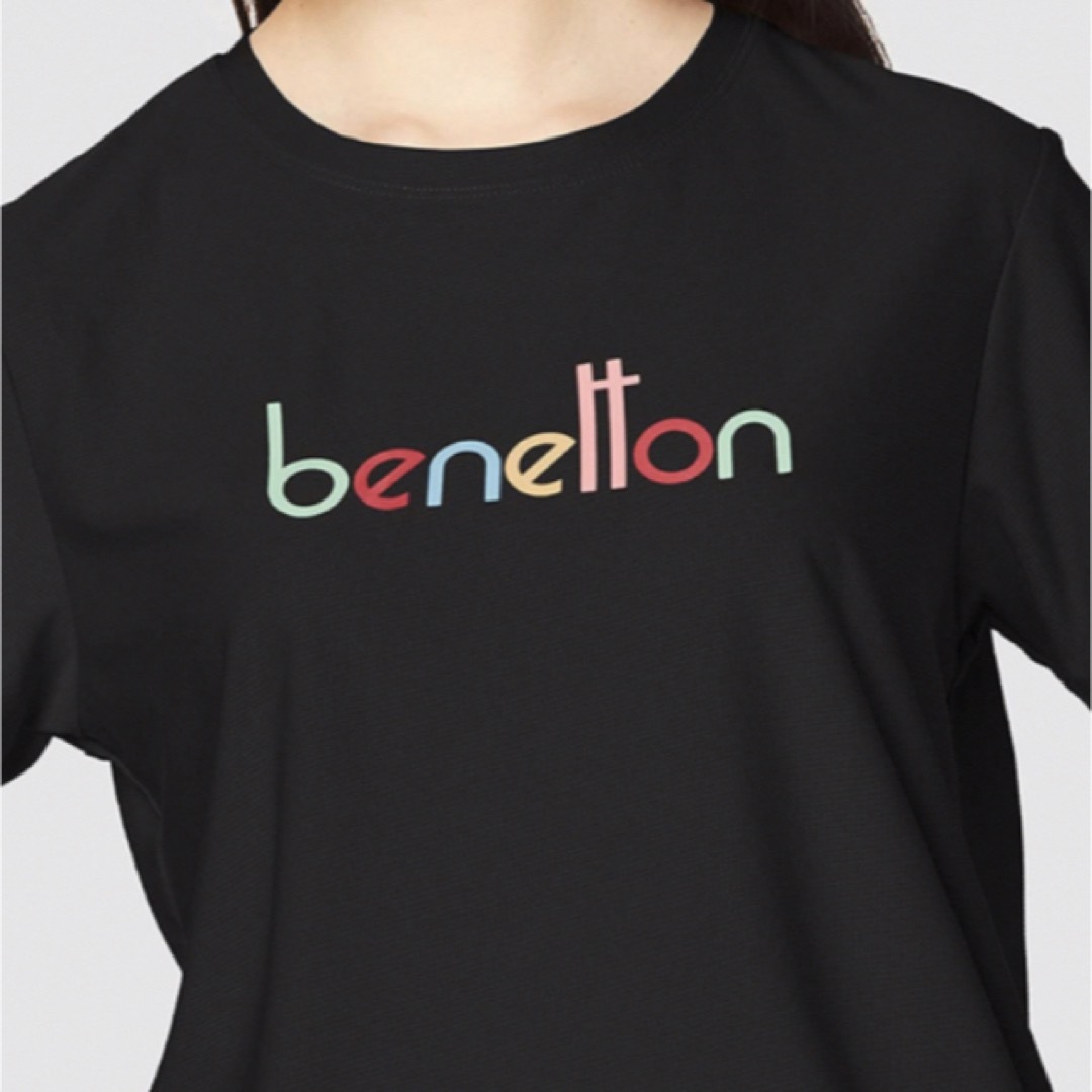 UNITED COLORS OF BENETTON.(ユナイテッドカラーズオブベネトン)のリーボック　ベネトン　レディース　Sサイズ　ブラック　半袖Tシャツ レディースのトップス(Tシャツ(半袖/袖なし))の商品写真