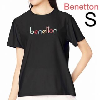 ユナイテッドカラーズオブベネトン(UNITED COLORS OF BENETTON.)のリーボック　ベネトン　レディース　Sサイズ　ブラック　半袖Tシャツ(Tシャツ(半袖/袖なし))