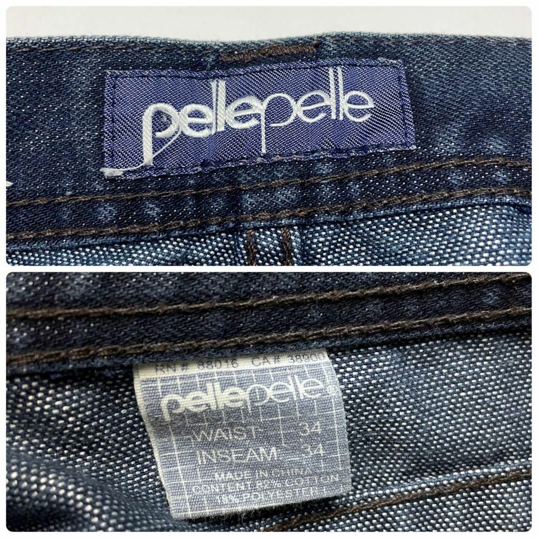 PELLE PELLE(ペレペレ)のペレペレジーンズストリートバギーデニムオーバーサイズw34b系刺繍y2k紺メンズ メンズのパンツ(デニム/ジーンズ)の商品写真