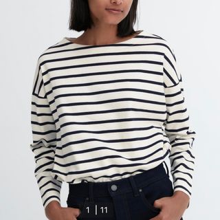 ユニクロ(UNIQLO)のUNIQLO ボーダーTシャツ　S(Tシャツ(長袖/七分))