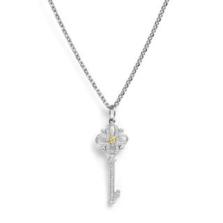 ティファニー(Tiffany & Co.)のティファニー ビクトリア ミニ キー 鍵 ペンダント ネックレス Pt950 K18YG 750 70Pダイヤ シルバー 箱付 TIFFANY&Co.（美品）(ネックレス)