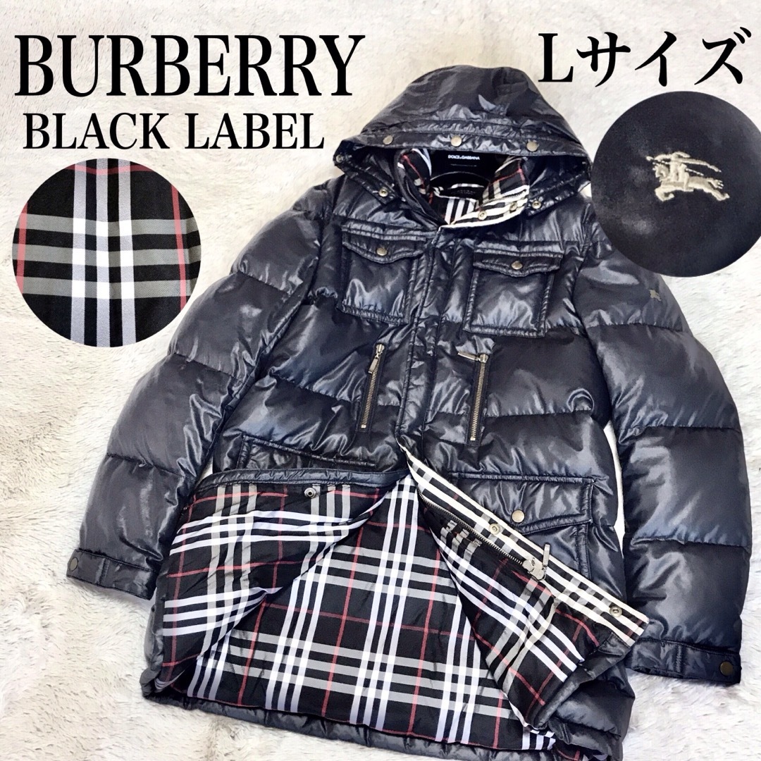 BURBERRY BLACK LABEL チェック ダウンジャケット フード-