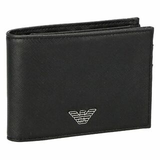 新品未使用ARMANI 二つ折り財布 ブラック レザー製 イーグルプレート