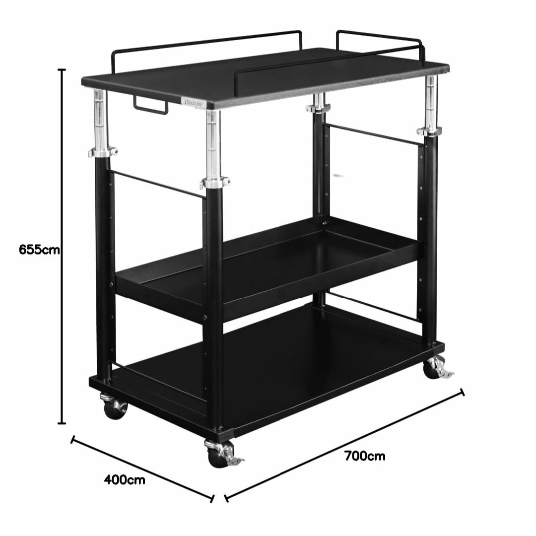 【色: ブラック】Bauhutte(バウヒュッテ) 昇降式 PCディスプレイワゴ インテリア/住まい/日用品のオフィス用品(オフィス用品一般)の商品写真