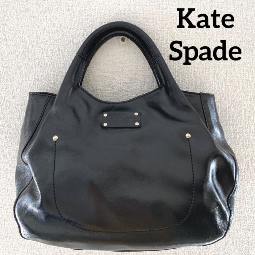 kate spade new york(ケイトスペードニューヨーク)のKate Spade ケイトスペード　本革　牛革　レザーエナメルハンドバッグ　黒 レディースのバッグ(ハンドバッグ)の商品写真
