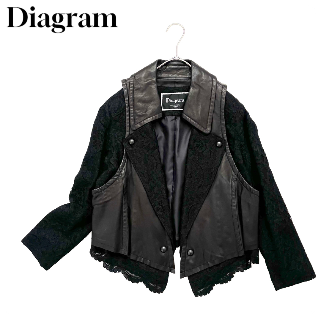 極美品✨Diagram レザー レース ライダースジャケット 2WAY 黒 36