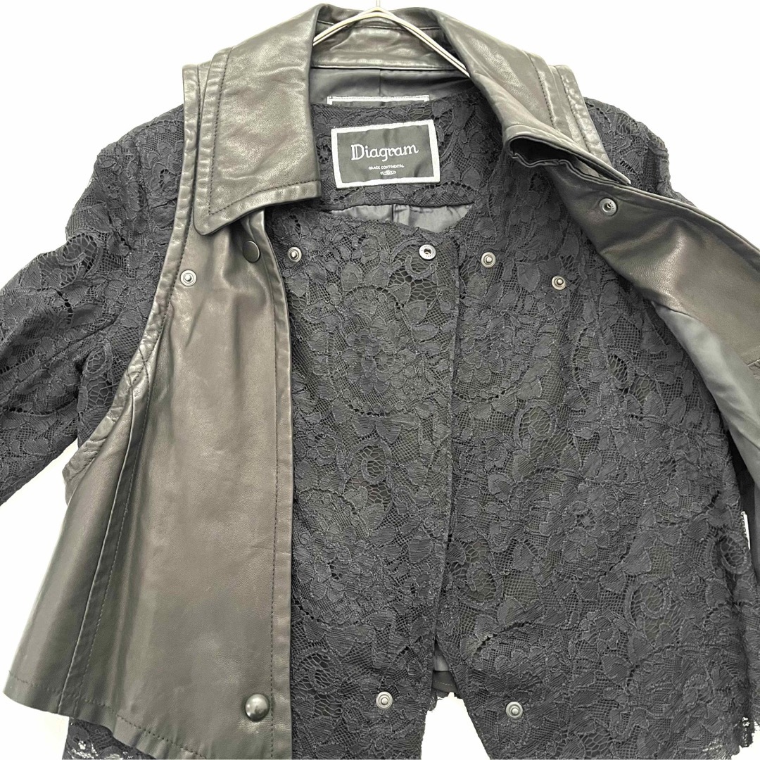 極美品✨Diagram レザー レース ライダースジャケット 2WAY 黒 36-