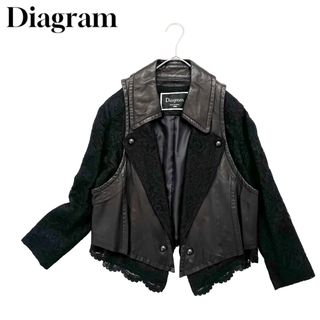 極美品✨Diagram レザー レース ライダースジャケット 2WAY 黒 36