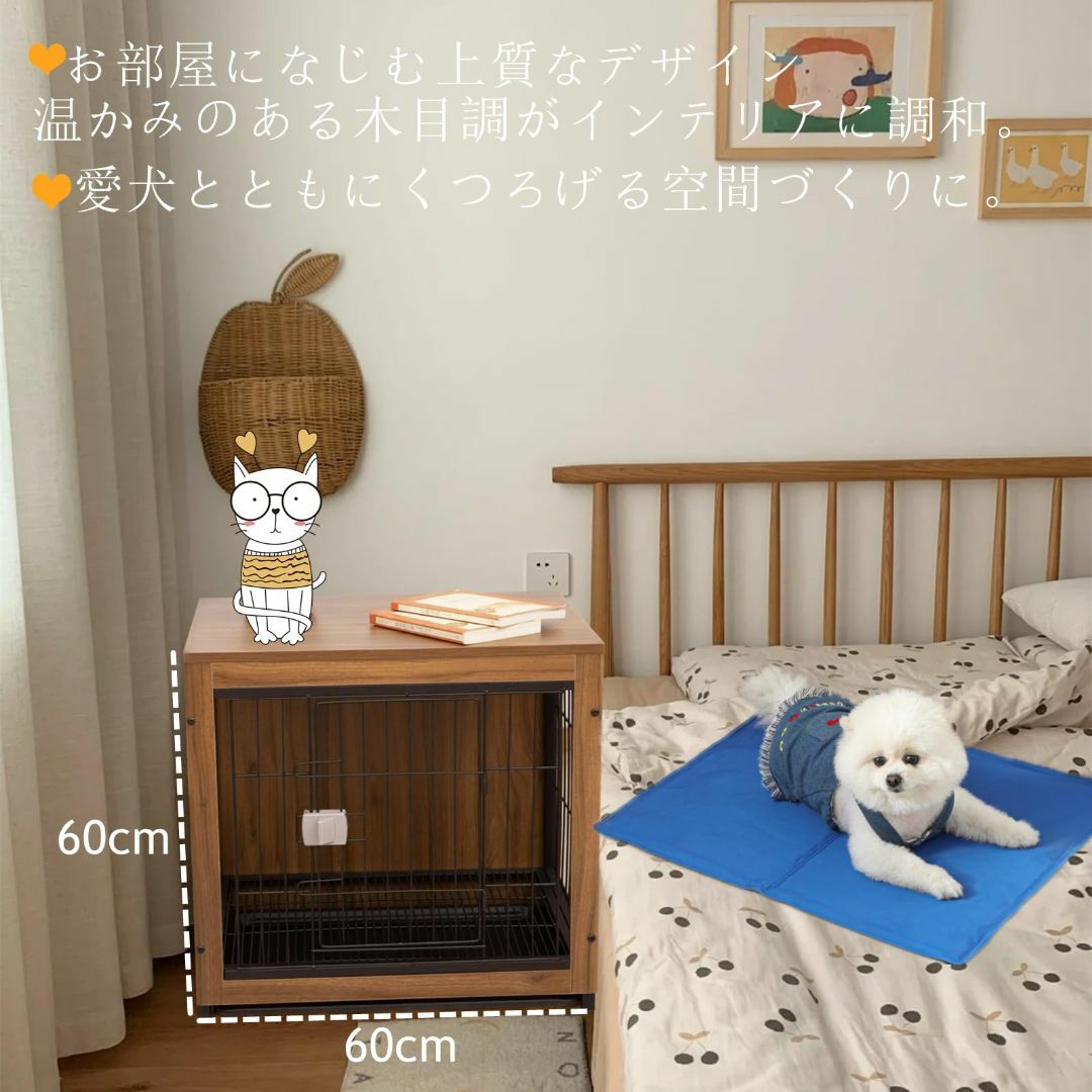 Shinyever 犬 ゲージ 屋根付き 木製 犬ケージ 小型犬 犬 サークル 2