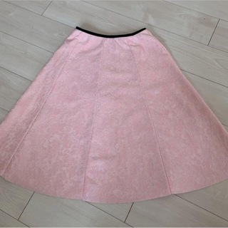 韓国風　フレアスカート　ピンク(ひざ丈スカート)