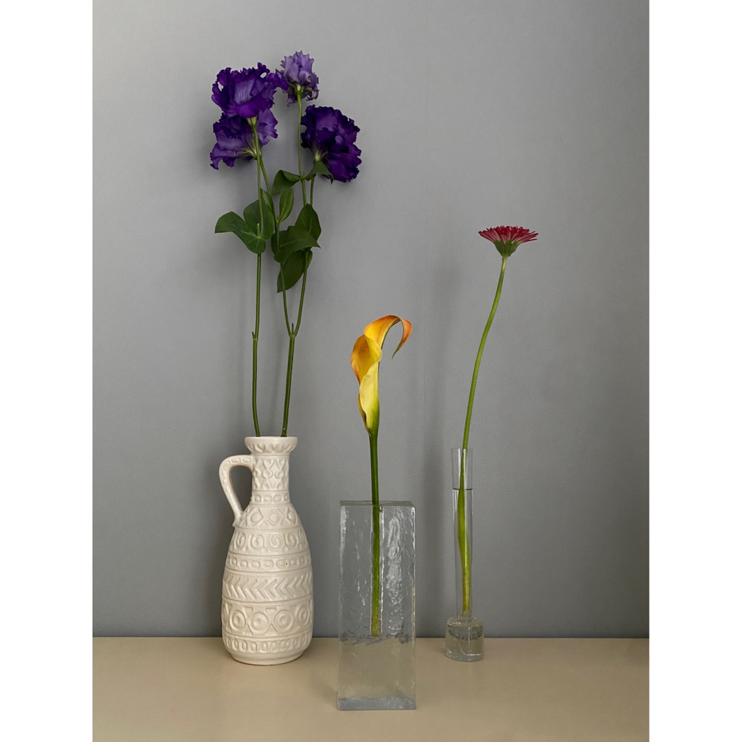 ドイツ アンティーク ビンテージ クリア 大 花瓶 フラワーベース 四角 美品