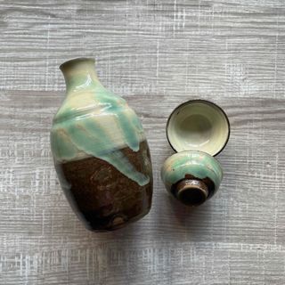 小鹿田焼　徳利猪口セット【未使用品】(陶芸)