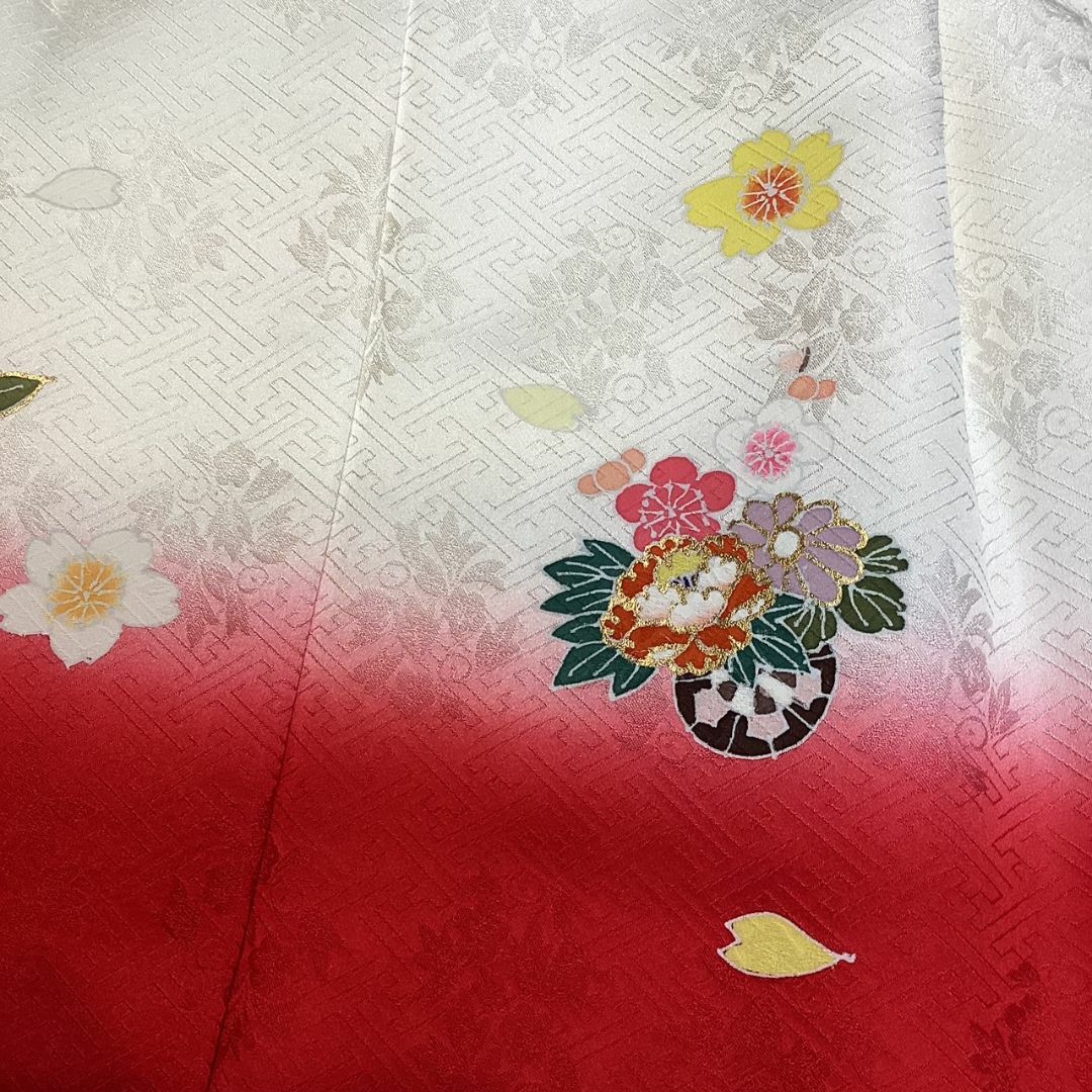 七五三 着物 ３歳 正絹被布コート 白赤ぼかし 京友禅 日本製 新品