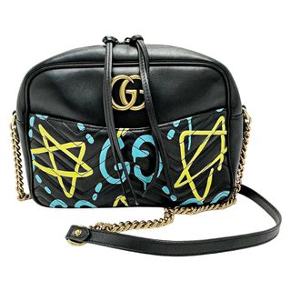 グッチ(Gucci)の☆☆GUCCI グッチ GGマーモント 443499 ブラック/イエロー/ブルー チェーンショルダーバッグ レディース ゴールド金具(ショルダーバッグ)