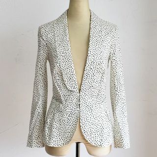 ニナリッチ(NINA RICCI)のニナリッチ ☆ 麻混 変形ドット柄 バックタック ジャケット 34 ストレッチ(テーラードジャケット)