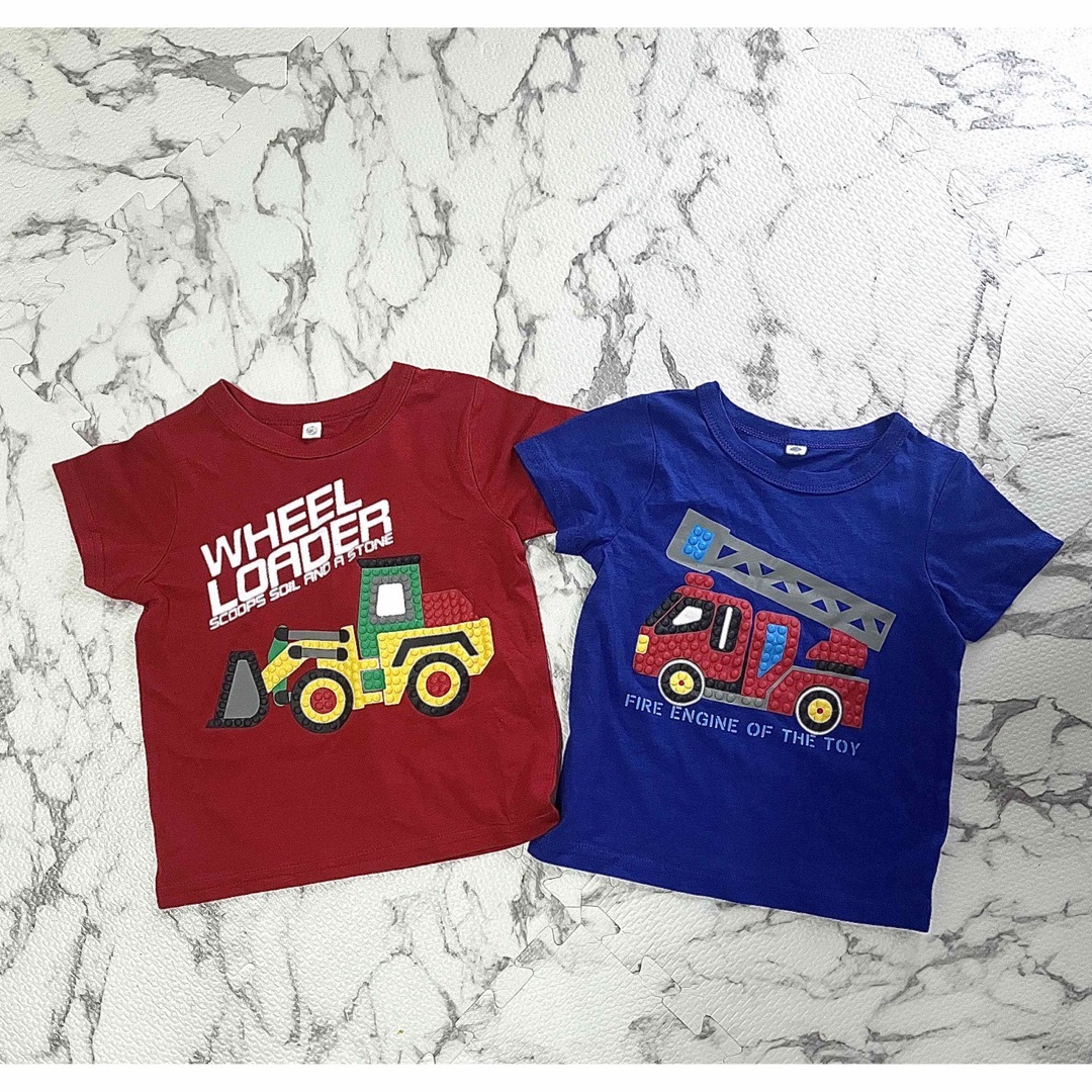 新品　乗り物　Tシャツ　2枚セット　90cm キッズ/ベビー/マタニティのキッズ服男の子用(90cm~)(Tシャツ/カットソー)の商品写真