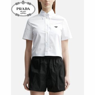 PRADA プラダ コットン ノースリーブ ブラウス シャツ SIZE38