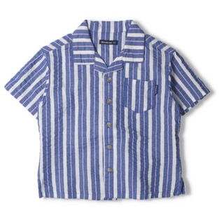 ムージョンジョン(mou jon jon)のムージョンジョン　100cm 半袖シャツ　ストライプ　ブルー　新品 半袖シャツ(Tシャツ/カットソー)