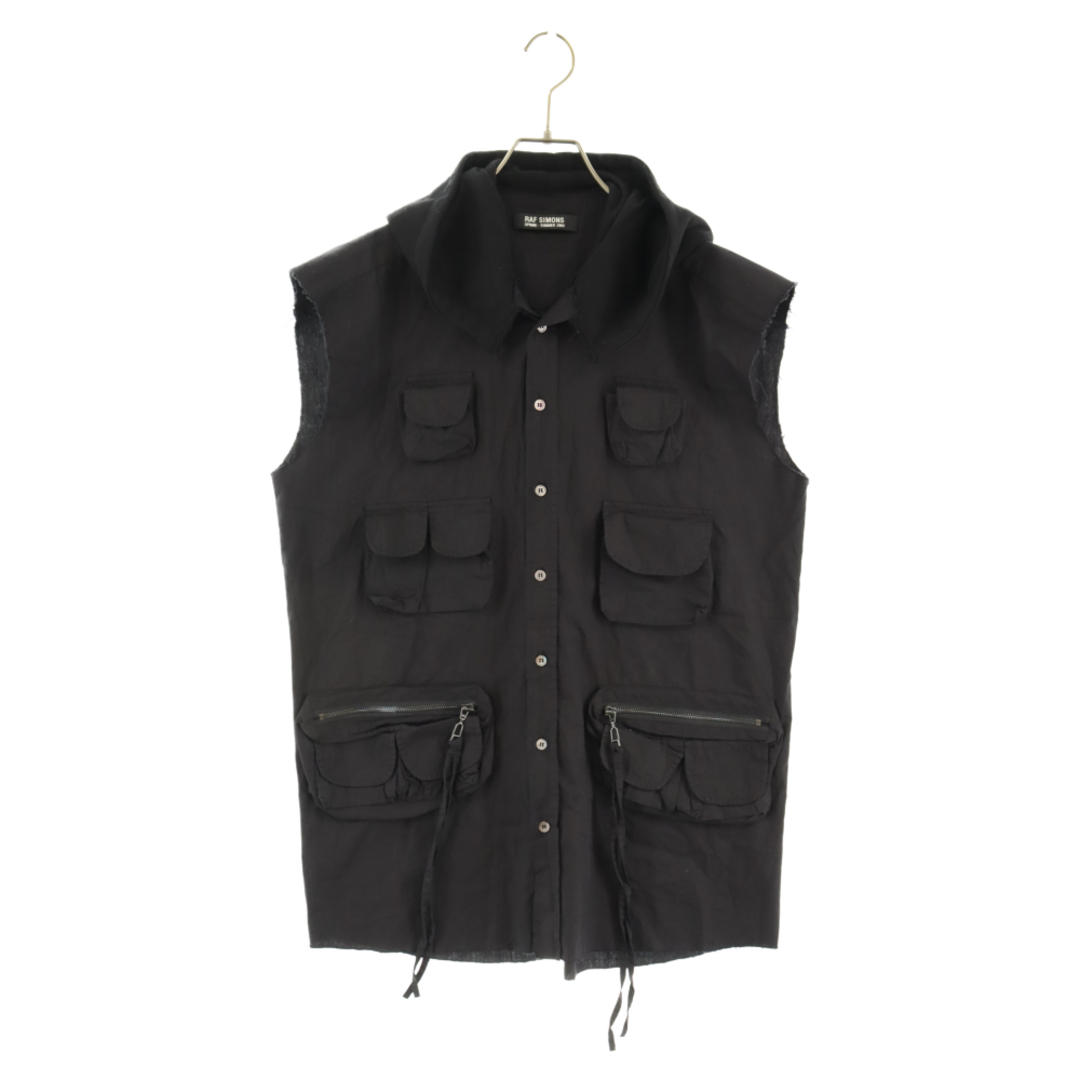 RAF SIMONS ラフシモンズ 03SS 消費者期 CONSUMED VEST フード付きカーゴベスト ブラック アーカイブ ブラック |  フリマアプリ ラクマ