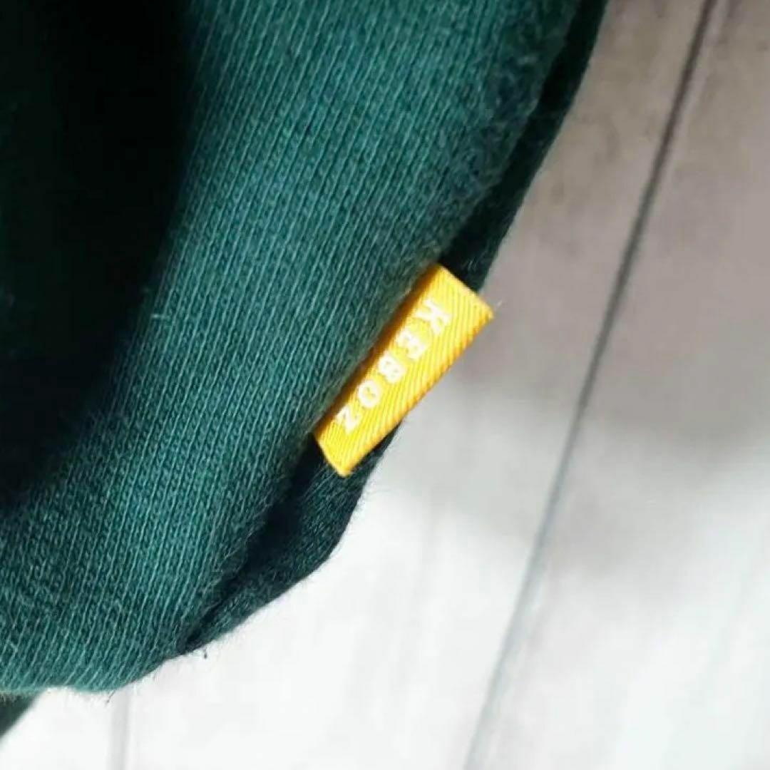 【美品 人気カラー XL】ケボズ 刺繍ロゴ ラインリブ スウェット 緑 黄