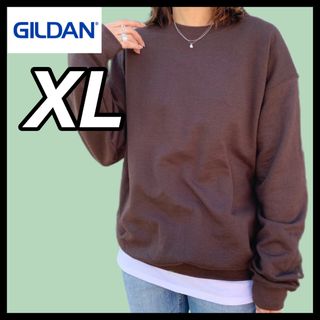 ギルタン(GILDAN)の新品未使用 ギルダン 8oz クルーネック 無地トレーナー 裏起毛 ブラウンXL(スウェット)