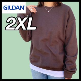 ギルタン(GILDAN)の新品未使用 ギルダン 8oz クルーネック無地トレーナー 裏起毛 ブラウン2XL(スウェット)