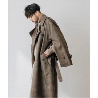 シュタイン(stein)のstein 21aw OVERLAPED TRENCH COAT　チェック　S(トレンチコート)