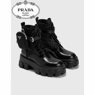 プラダ(PRADA)のPRADA モノリス レザー＆ナイロン ファブリック ブーツ(ブーツ)