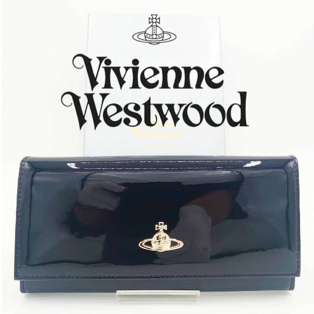【新品未使用】Vivienne Westwood長財布 ブラック エナメル