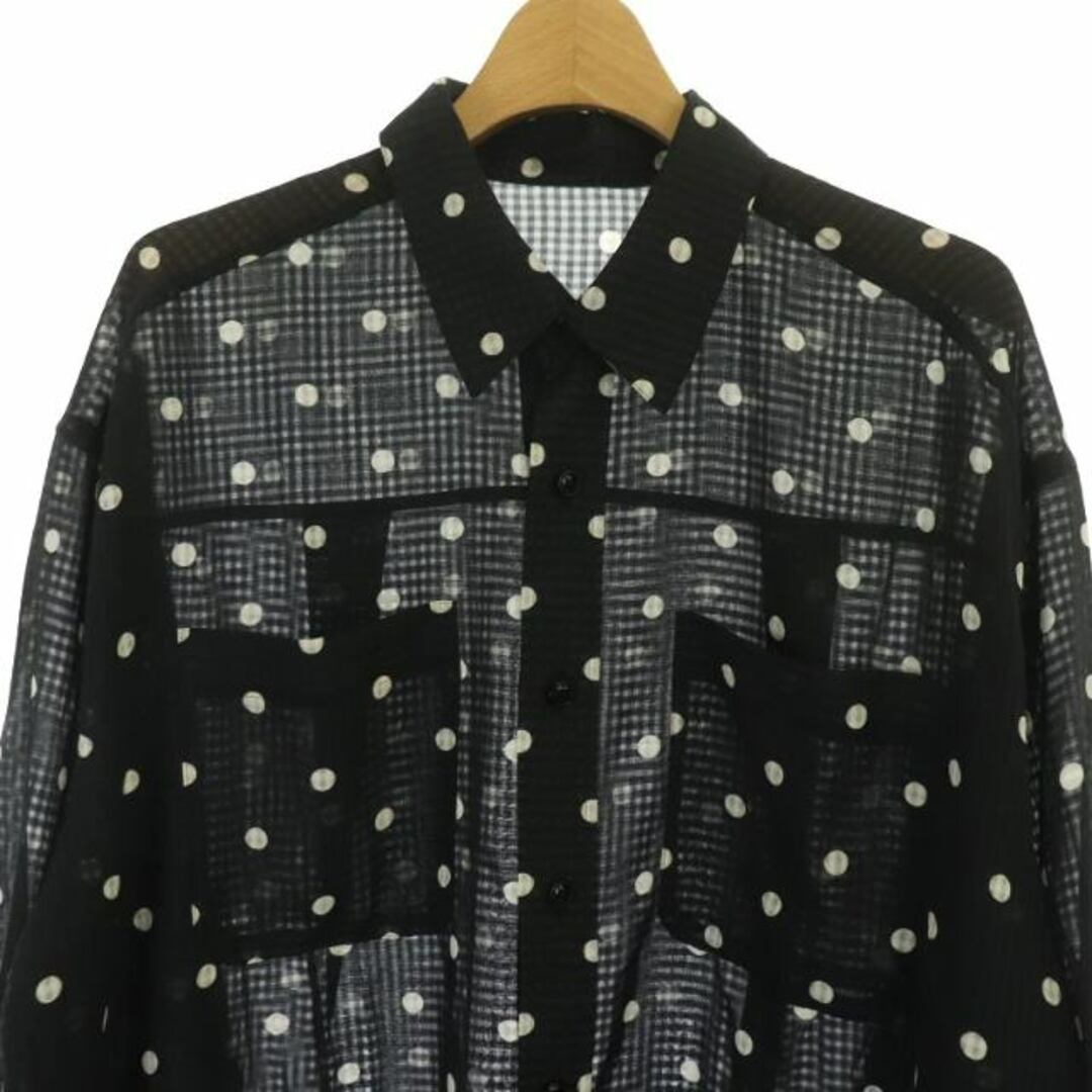 Spick & Span(スピックアンドスパン)のスピック&スパン 22SS シアードットシャツ ブラウス 長袖 前開き 黒 白 レディースのトップス(シャツ/ブラウス(長袖/七分))の商品写真