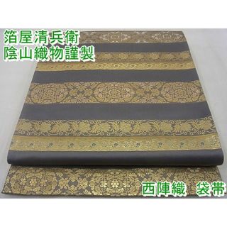 ［お太鼓柄］　袋帯   品　名物裂間道　箔屋清兵衛　　434cm