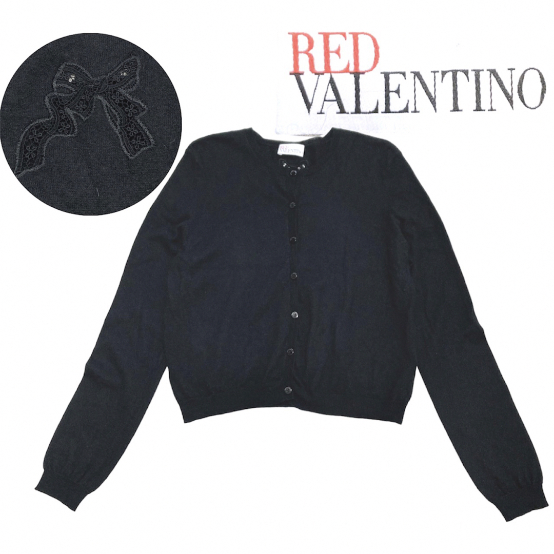 RED VALENTINO カシミヤ シルク バックリボン カーディガン