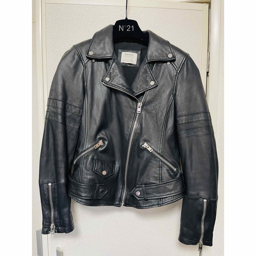 新品　ZARA リアルレザー　羊レザー　ライダースジャケット　黒　Mサイズ