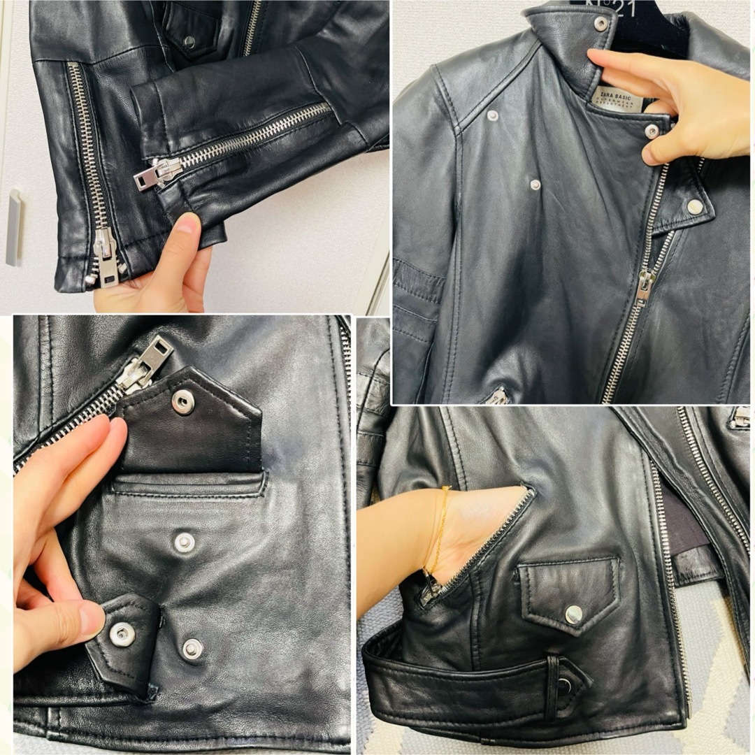 ZARA ザラ S 羊革 レザー ライダースジャケット アウター