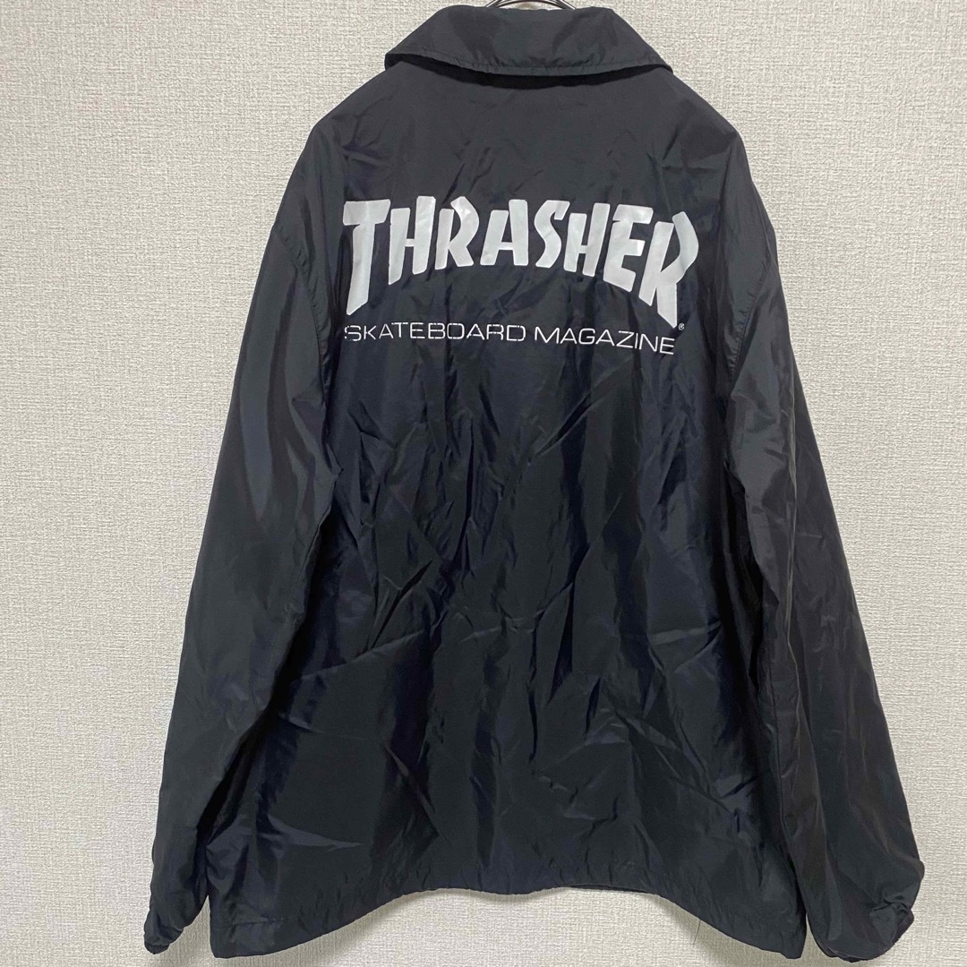 スラッシャー コーチジャケット 黒 プリント 背面ロゴ スケボー Mサイズ 古着