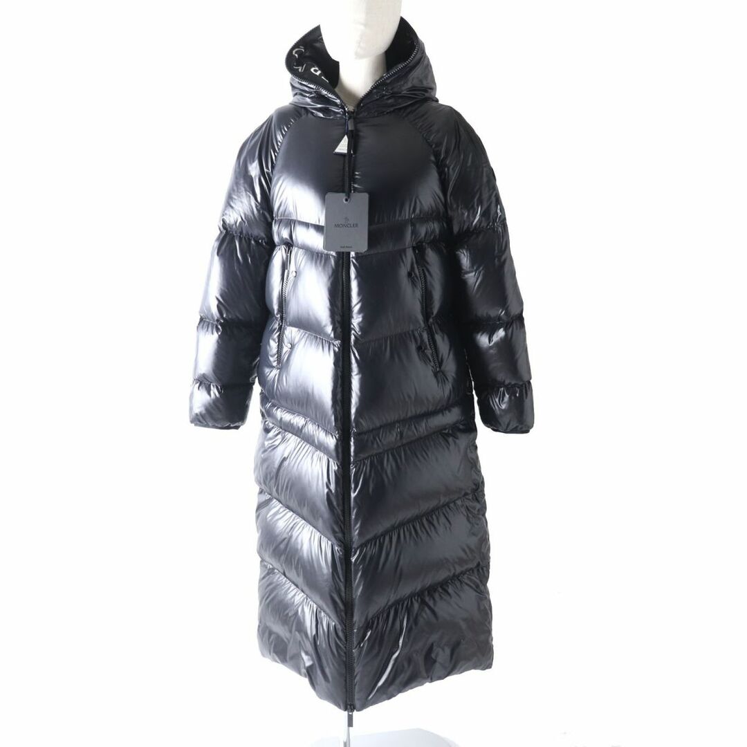 未使用品★正規品 MONCLER モンクレール CHANON 21-22AW ラバーロゴワッペン・ フード付き ロング ダウンコート 黒 1 ハンガー・タグ付き